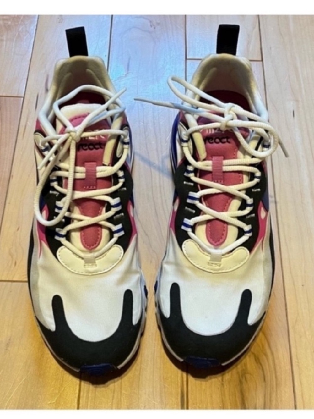 Nike Air Max 270 React Sneakers Summit White/ Cosmic Fuchsia-Black Size 6.5 - Picture 4 of 10
